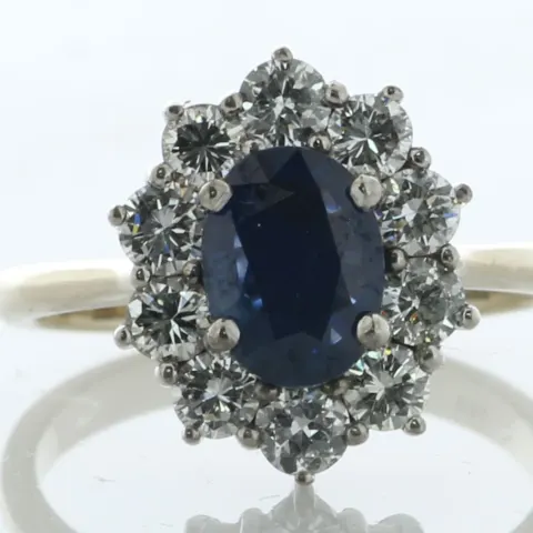18ct Yellow Gold Oval Cluster Diamond And Sapphire Ring (S1.53) 1.00 Carats