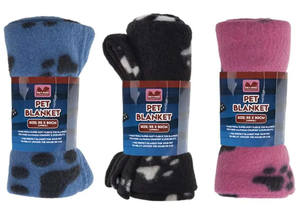 12 x Pet Blanket 55cm X 80cm Assorted Colours L13c sku-3043
