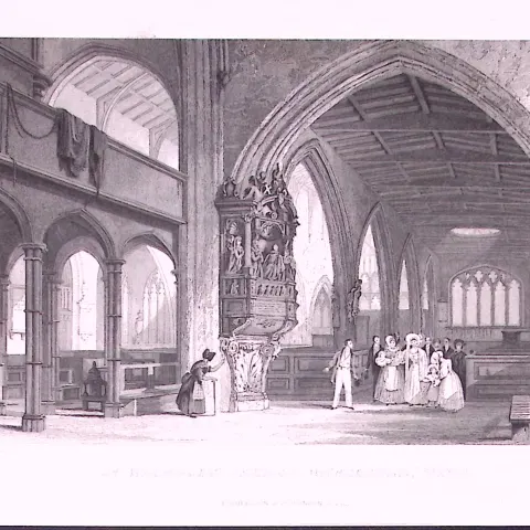 St Nicholas Church Newcastle 1835 Antique Steel Engraving-6a-TR.