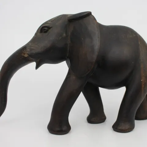Vintage Hand-Carved Wooden Elephant