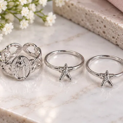 Set of 3 Sterling Silver 925 Rings – 2 Ready for Stone Setting