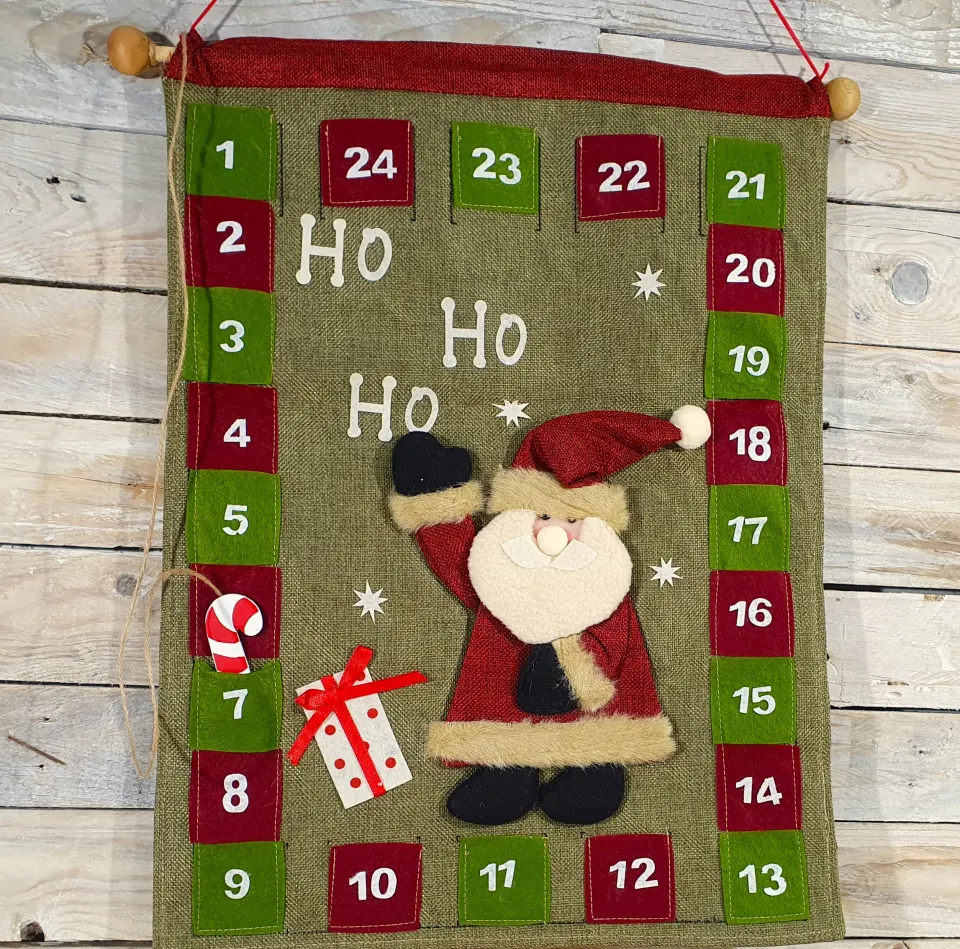 Large fabric 3D advent calendart, individual pockets. 50cm x 37cm
