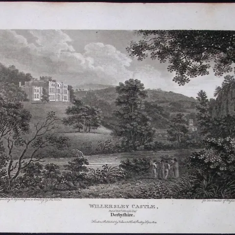 Willersley Castle Peak District Antique 223 Years-Old Georgian Steel-Engraving-296