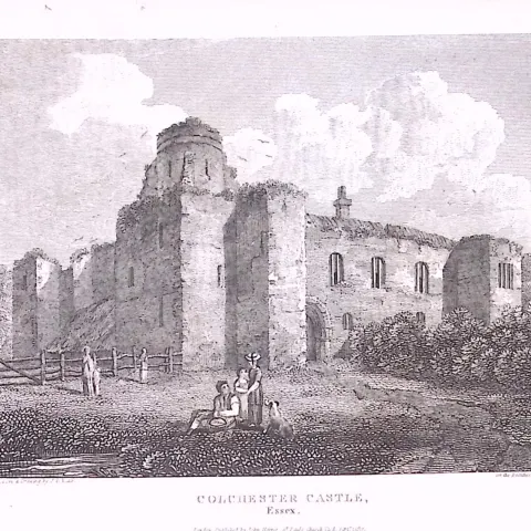 Essex Colchester Castle Antique 222 Years-Old Steel-Engraving-165