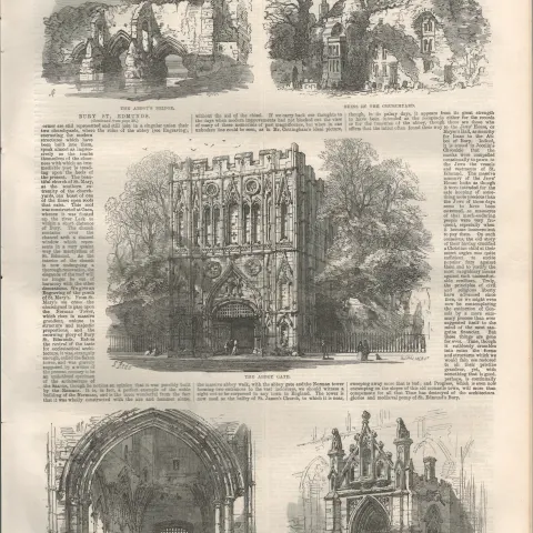 Victorian Sketches of Bury St Edmonds 1867 Antique Newspaper