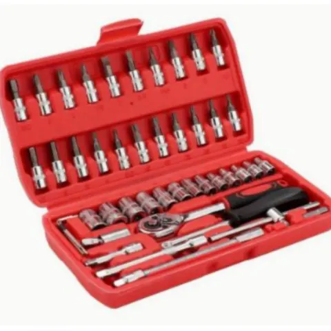 46 PCS Socket Wrench Set 1/4" Wrench Set Mechanical Tool Set, Ratchet Set