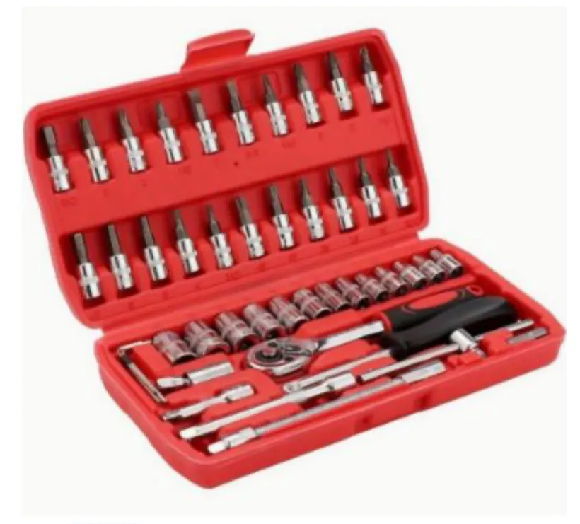 46 PCS Socket Wrench Set 1/4" Wrench Set Mechanical Tool Set, Ratchet Set