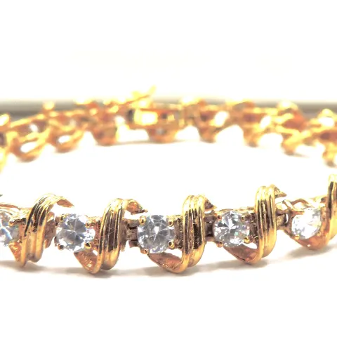  Gold Sterling Silver White Gemstone Bracelet New With Gift Box