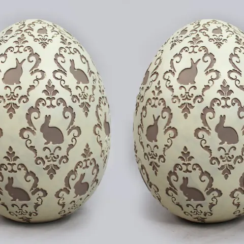 Pair of Large Hand Painted Decorative Easter Eggs