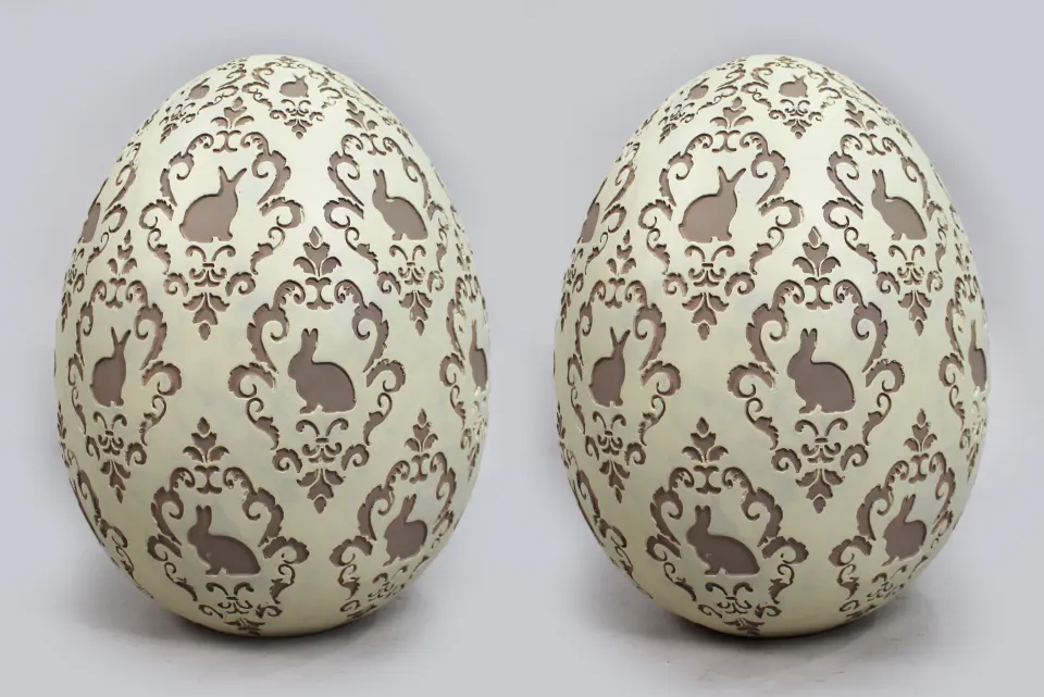 Pair of Large Hand Painted Decorative Easter Eggs