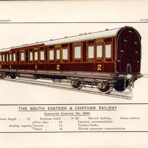 South Eastern & Chatham Railway No 3804 Train Antique Book Plate.