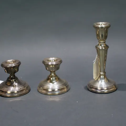 Collection of 5 Solid Silver Candlesticks