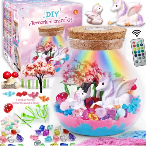 Unicorn Night Light Terrarium Kit – DIY Craft Set For Girls, Magical Bedroom Decor Gift