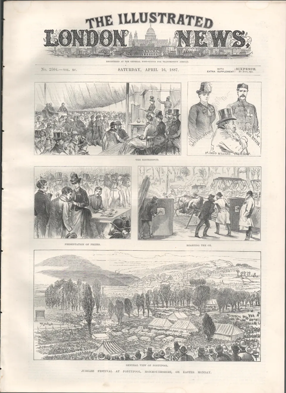 The  1887 Eisteddfod, Roasting the Ox, General View of Pontypool Wales
