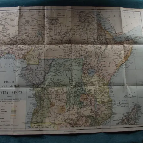 Philip's Popular Map of Central Africa - Anglo-German Agreement June 1890 -  G. Philip & Son London