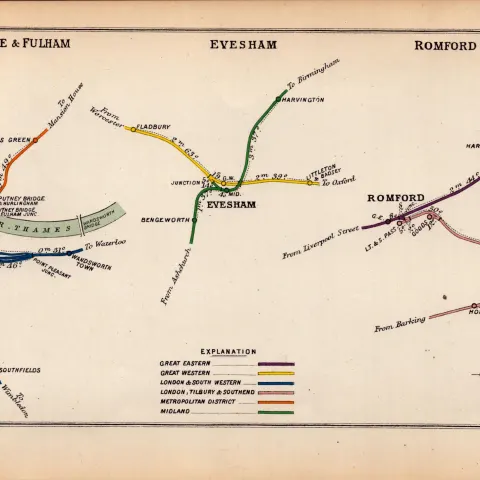 Putney Bridge & Fulham London Antique Railway Junctions Diagram-133.