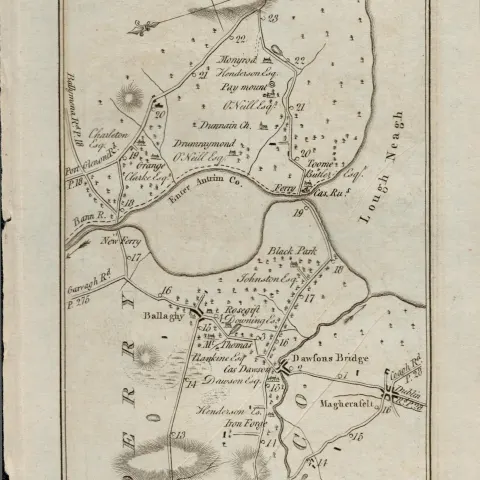 Taylor & Skinner 1777 Road Map  Ulster Antrim Belfast Downpatrick Magherafelt