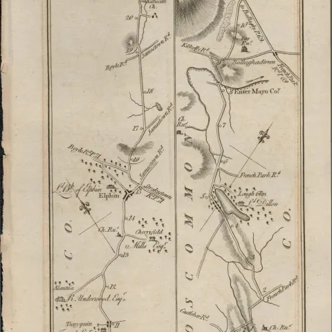 Taylor & Skinner 1777 Ireland Map Roscommon to Carrick Castlereagh Etc.