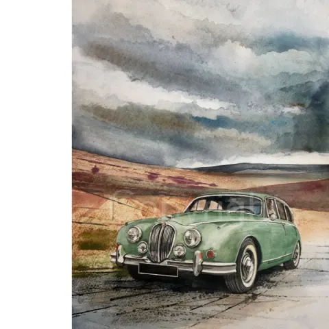 Jaguar Mark 2 North Yorkshire Moors Large Metal Wall Art