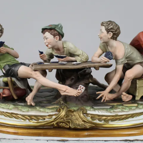 Large Capodimonte Card Cheats Sculpture