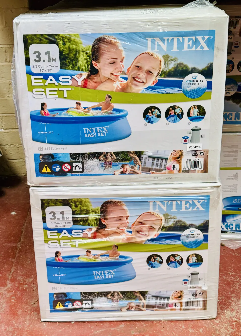 2 x Intex 10ft Easy Set Ring Pool with Water Filter Pump New Sealed Box