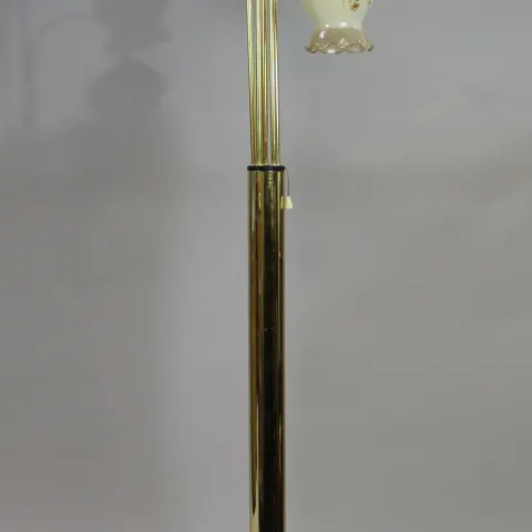 Brass Standard Lamp With Vintage Glass Shades