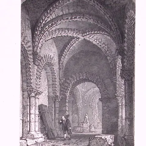 Newcastle Castle Chapel 1835 Antique Steel Engraving-7-TR