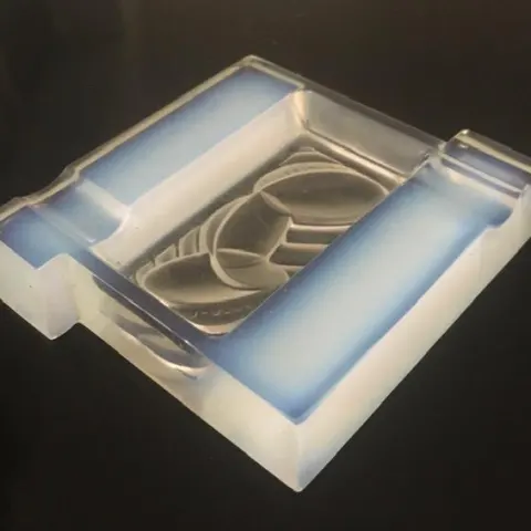 Andre Hunebelle (1896-1985) Art Deco, Opalescent Ashtray, Swimmers, Signed, 1930