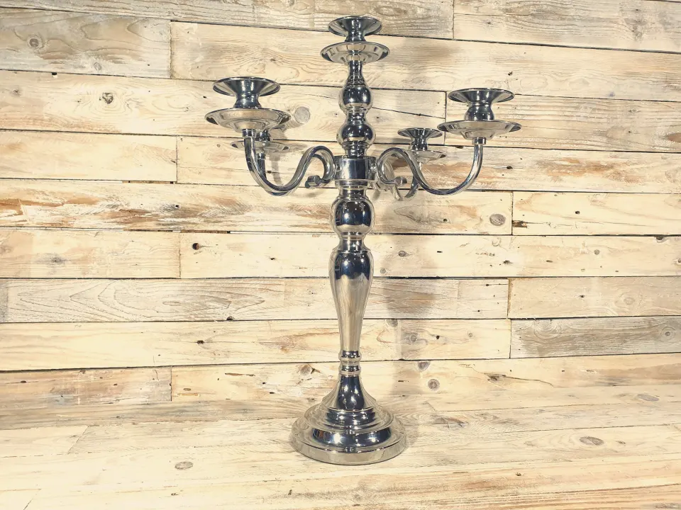 Tall Stainless Steel 5 Pot Table Candelabra Candle Holder 48cm x 33cm x 33cm  RRP £99