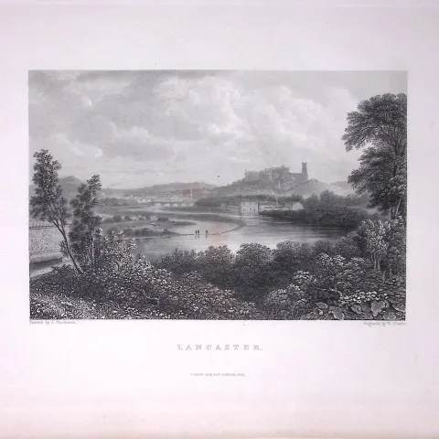 Lancaster a View of The City Antique 195 Years-Old Large Steel-Engraving-59