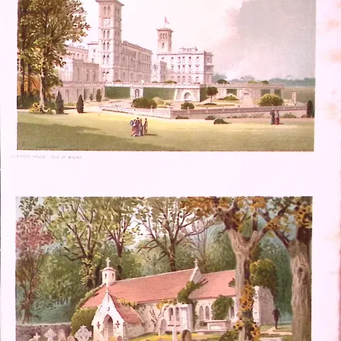Isle of Wight Osbourne House & Bonchurch Victorian Antique Double Print-58