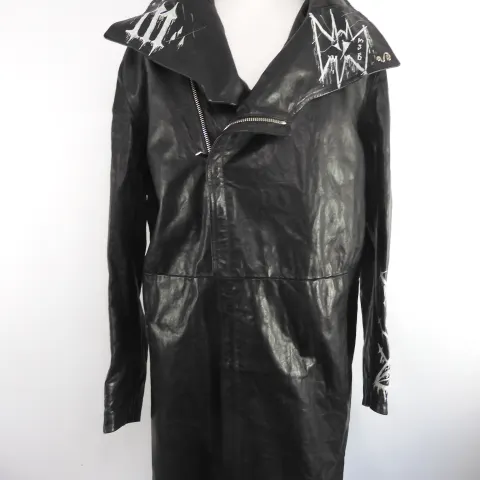 MJB Marc Jaques Burton Long Leather Coat, Hand Painted, Size M, Sold Out
