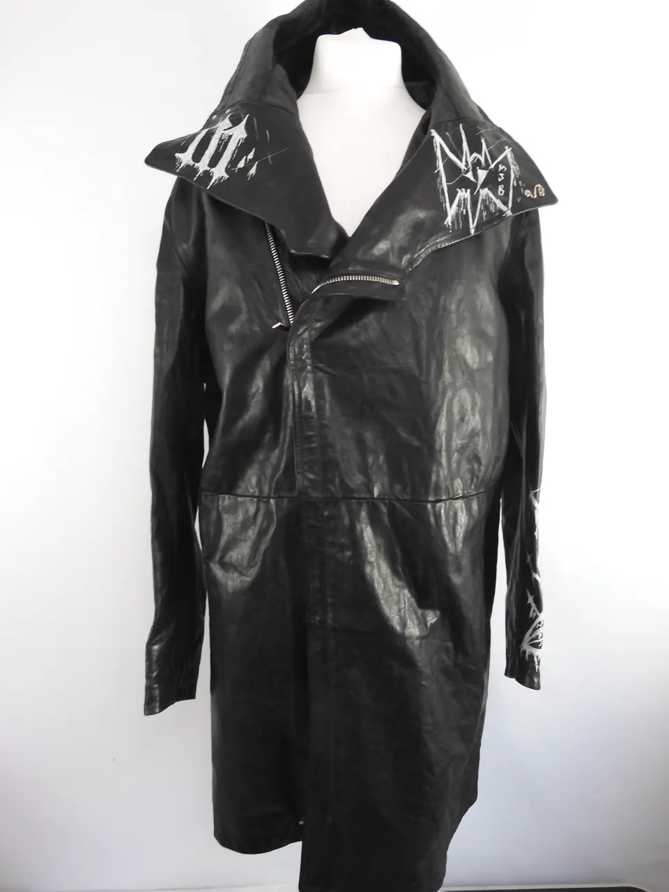 MJB Marc Jaques Burton Long Leather Coat, Hand Painted, Size M, Sold Out