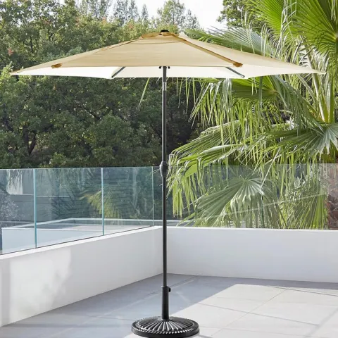 (40/5G) RRP £109. Solana 3m Parasol Natural. Made Of Polyester Fabric With Uv50+ And Grade 4 Colour