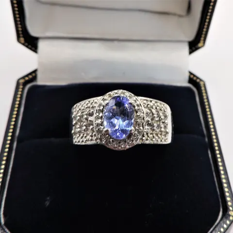 Tanzanite & Topaz Ring Sterling Silver New with Gift Pouch