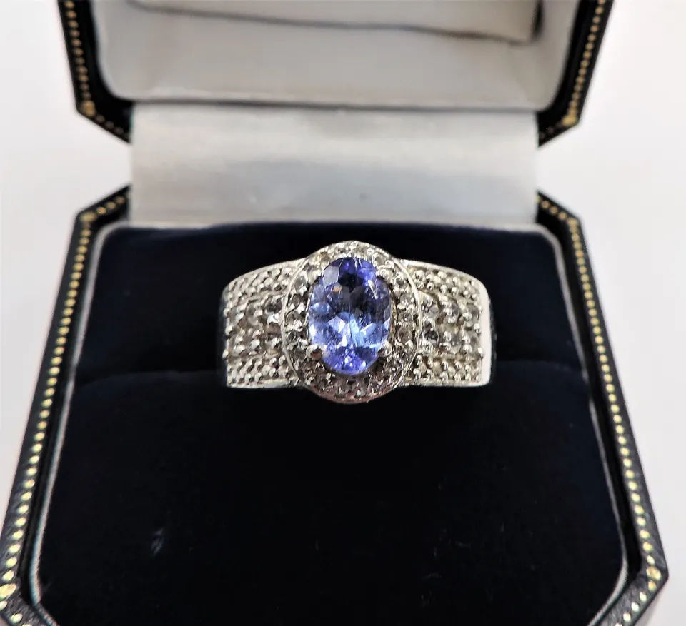 Tanzanite & Topaz Ring Sterling Silver New with Gift Pouch