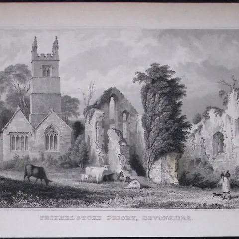 Frithelstoke Abbey Devonshire Antique 193 Years-Old Steel-Engraving-51