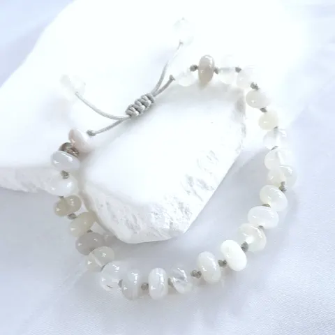 Lola Rose London Grey & White Quartz Gemstone Bracelet - New