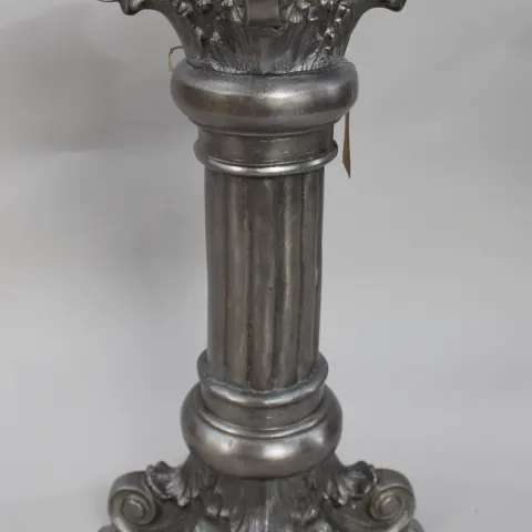 Ornate Silvered Column Pedestal Stand