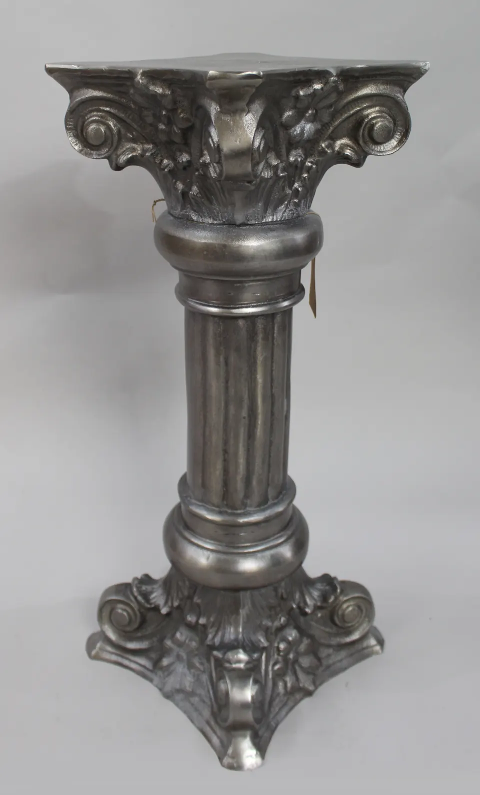 Ornate Silvered Column Pedestal Stand
