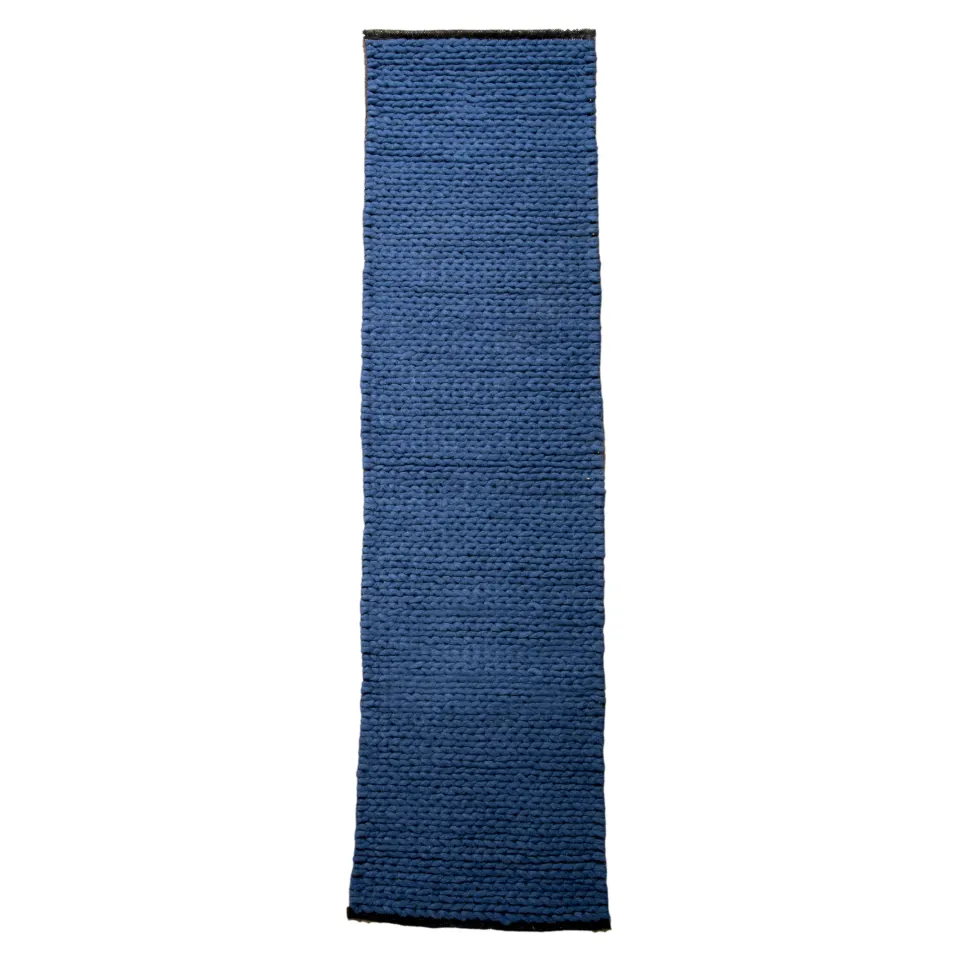 Navy Knitted Runner Wool Rug (60 x 230cm) RRP - £196
