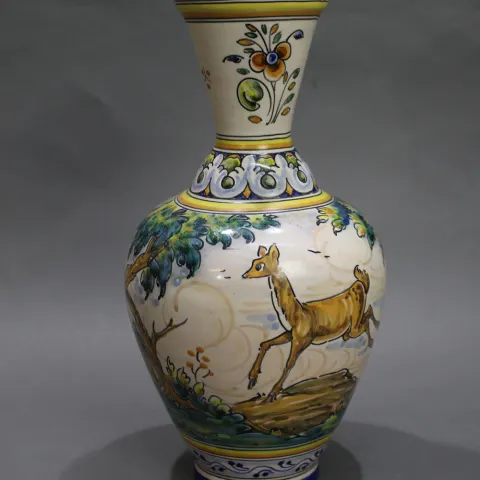 Hand Painted 20th c. Glazed Earthenware Talavera Vase