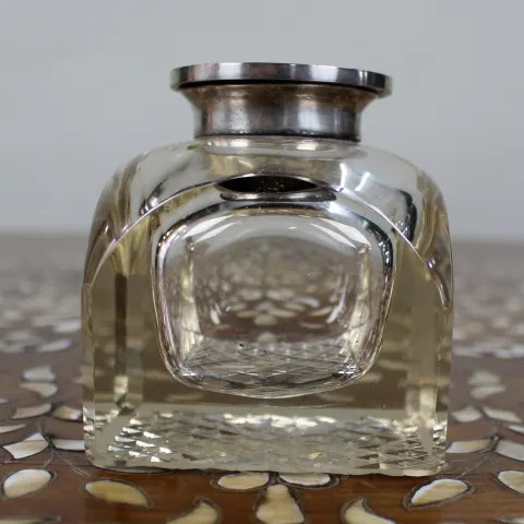 Fine Antique Silver and Cut Glass Inkwell c.1916