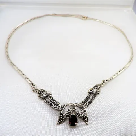 Vintage Marcasite & Garnet Necklace