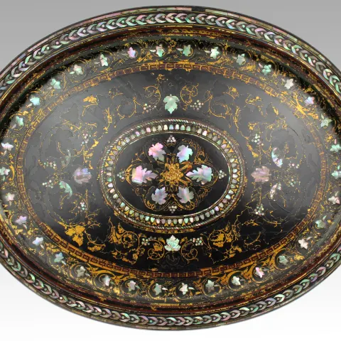Victorian Oval Papier Mâché Tray by Benetfink & Co, London c.1870