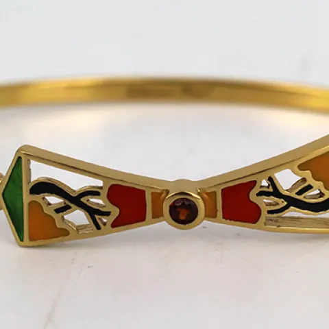 Vintage Enamel & Silver Gilt Art Deco Clarice Cliff Bracelet