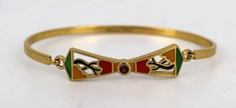 Vintage Enamel & Silver Gilt Art Deco Clarice Cliff Bracelet