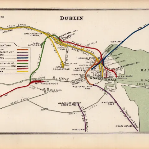 Dublin Ireland Liffey North Wall Harbour Ireland Antique Railway Diagram-121.