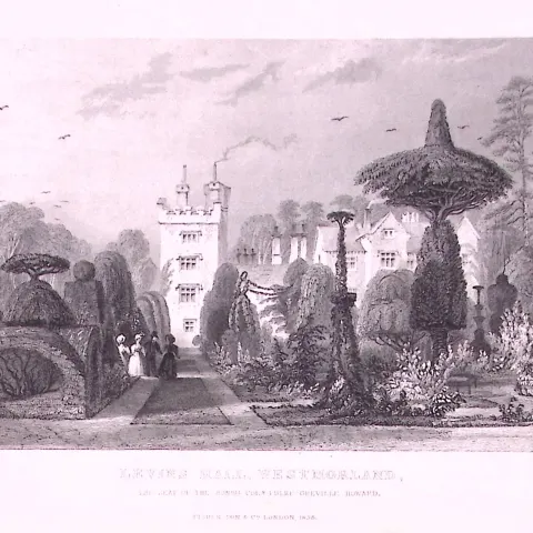 Levins Hall Near Kendal Cumbria Antique Steel Engraving-41-TR