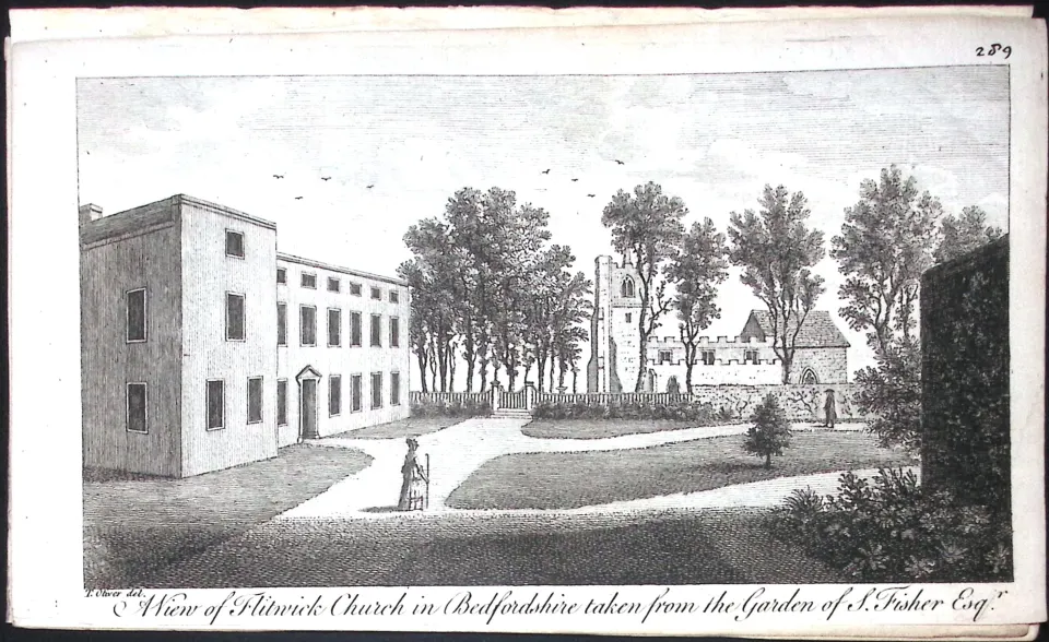 Bedford Flitwick Church Scarce Georgian Copper Antique 1776 Engraving-125.
